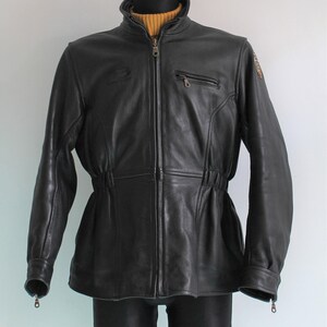 Motorcycle Jacket Women Vintage Cow Leather Black Cafe Racer Size 42 Large