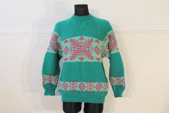 Vintage Norwegian wool Jumper, Fair Isle jumper, … - image 2