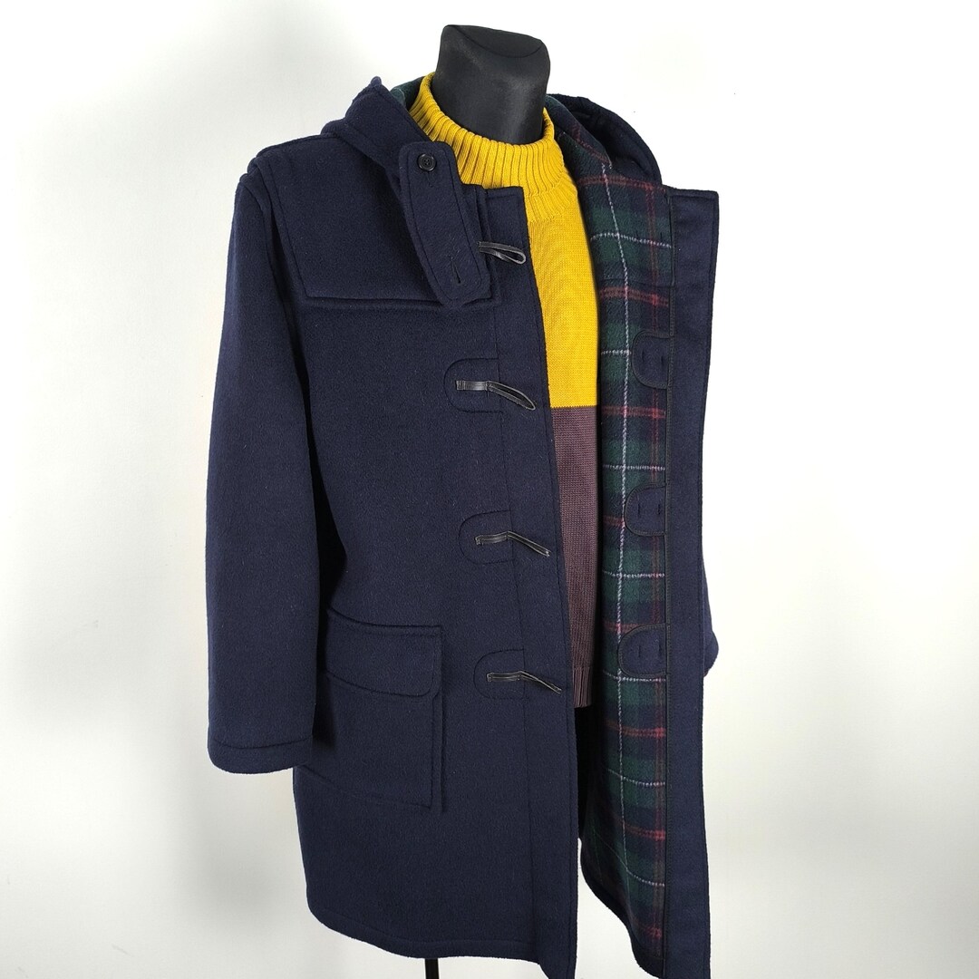 Vintage Navy Wool Overcoat, Winter Gloverall Toggle Duffle Coat, Size ...