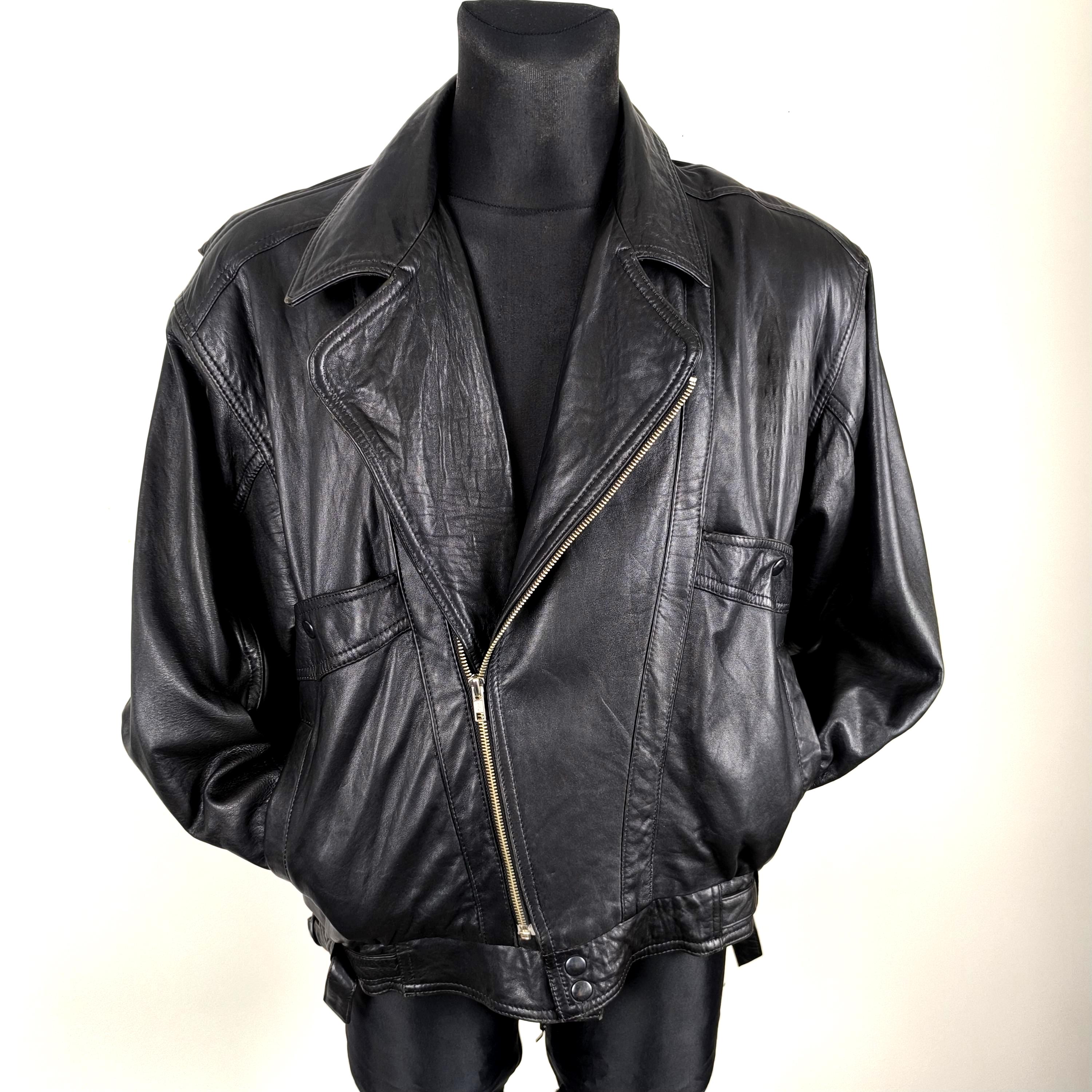 Vintage Black Sheepskin Leather Motorcycle Jacket for Women