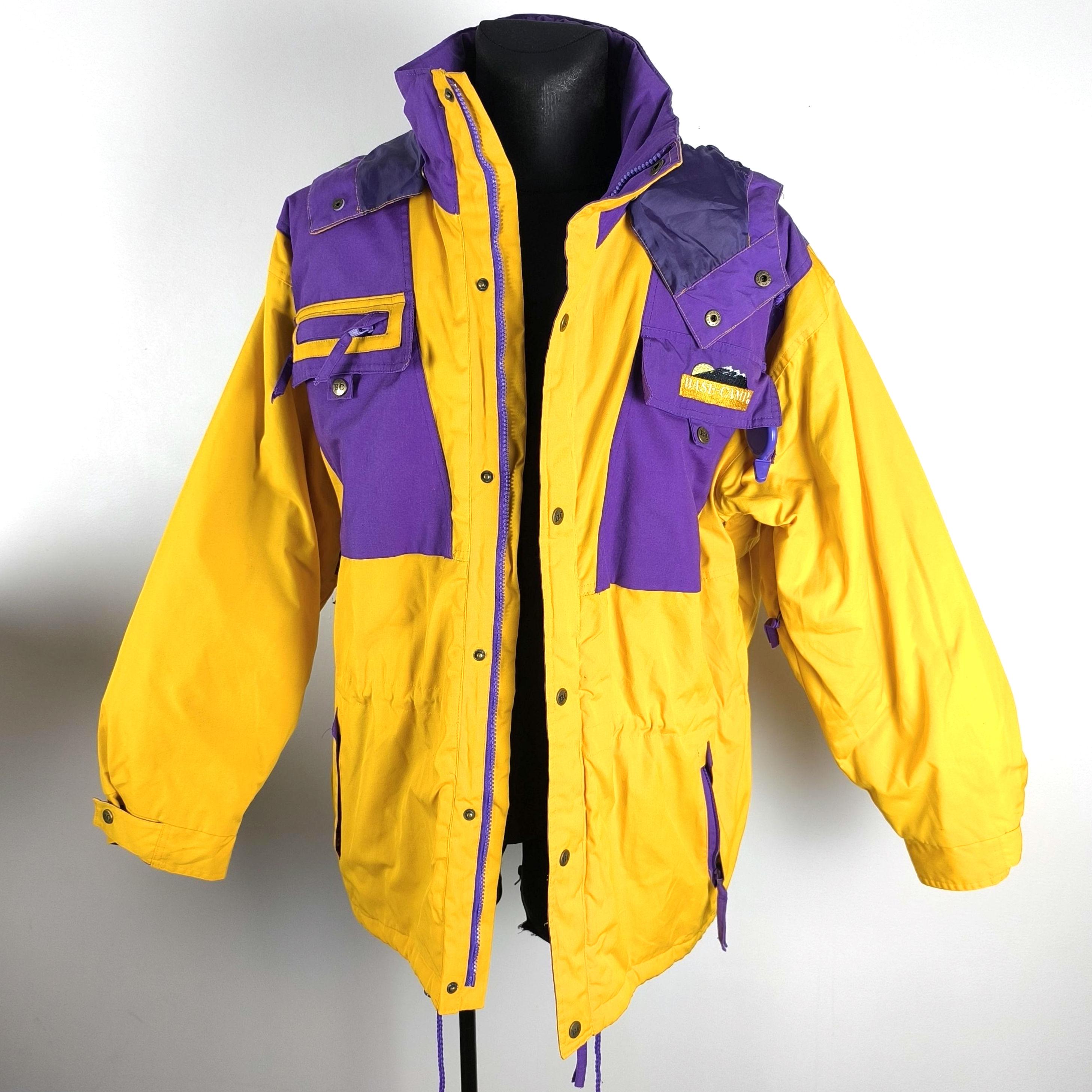 Yellow Ski Jacket Vintage 80s Men's Mountain - Yellow & Purple