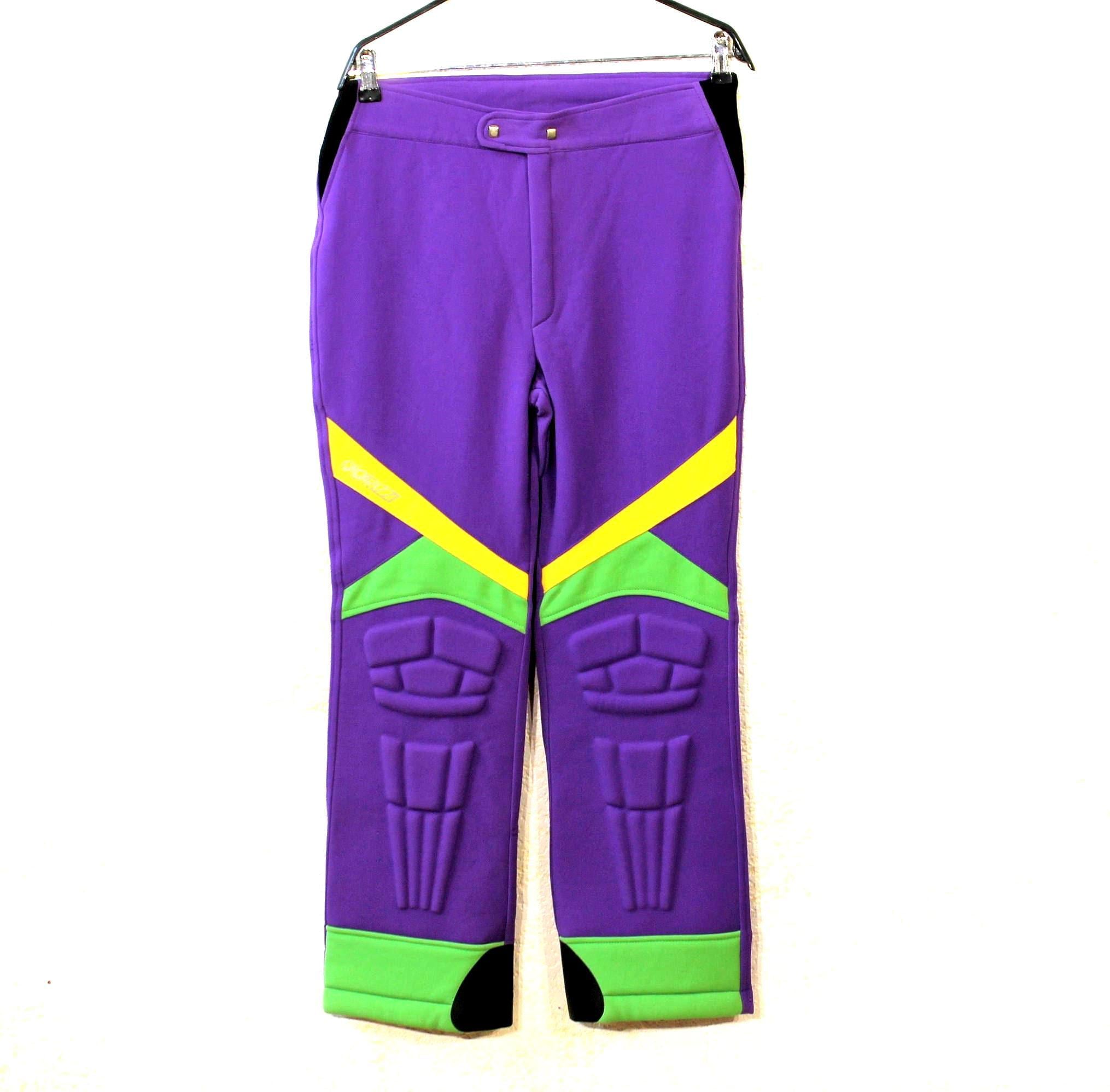 Vintage Ski Pants Purple Nylon Unisex Gigi Rizzi Slalom Medium Deadstock