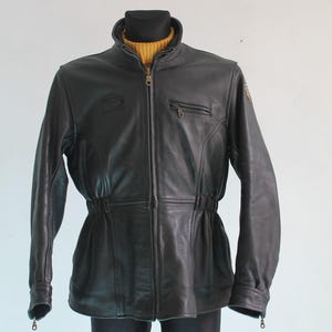 Motorcycle Jacket Women Vintage Cow Leather Black Cafe Racer Size 42 Large
