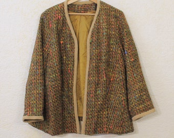 Veste tweed vintage femme, Veste Open Wool, Veste Multicolore Wool Blazer, Boho Blazer , Boho Jacket, 80s vintage Wool Blazer Taille M