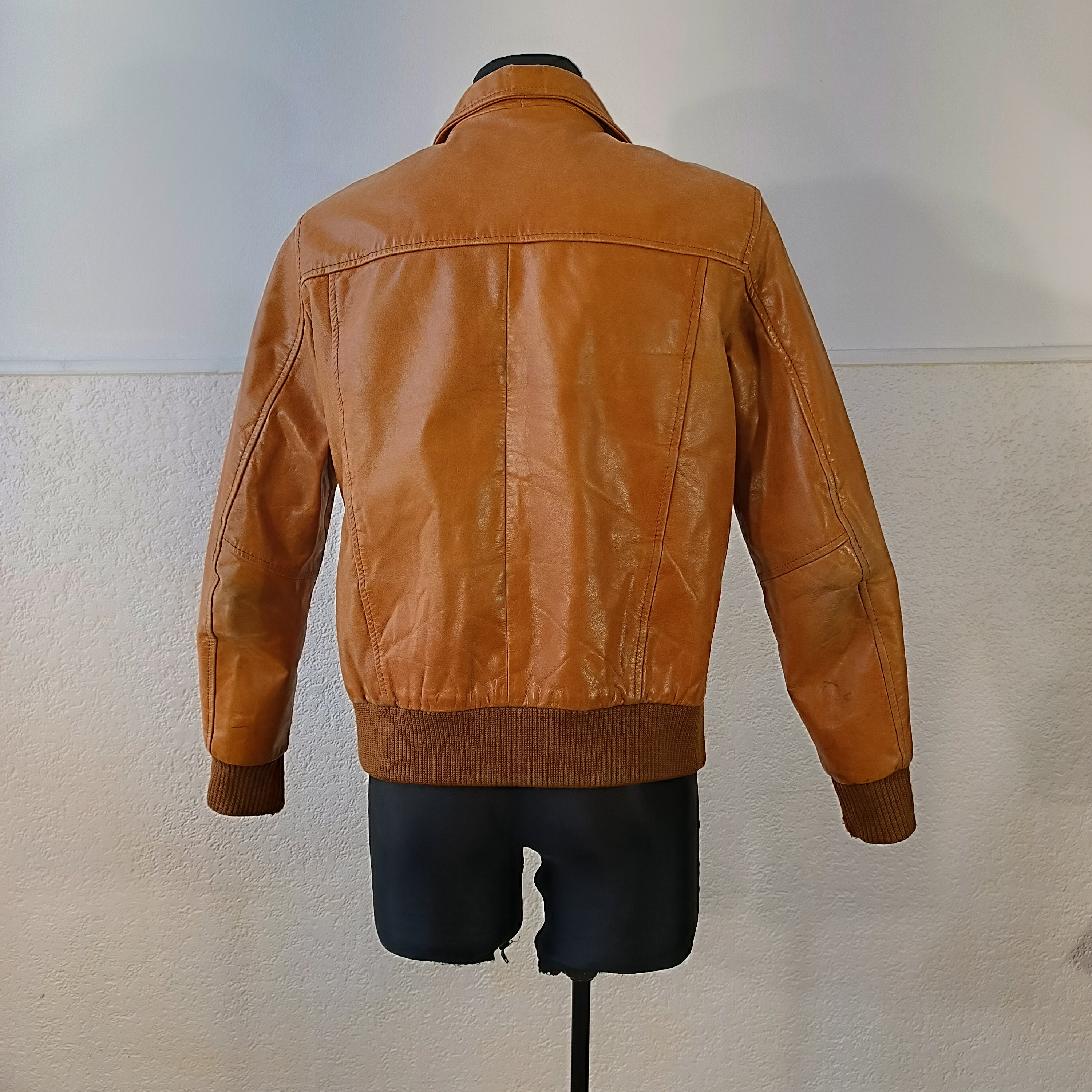 Giacca Uomo In Pelle Vintage - Stile Motociclista 3/4, Cerniera Incrociata, Cintura, Marrone - Foto 10