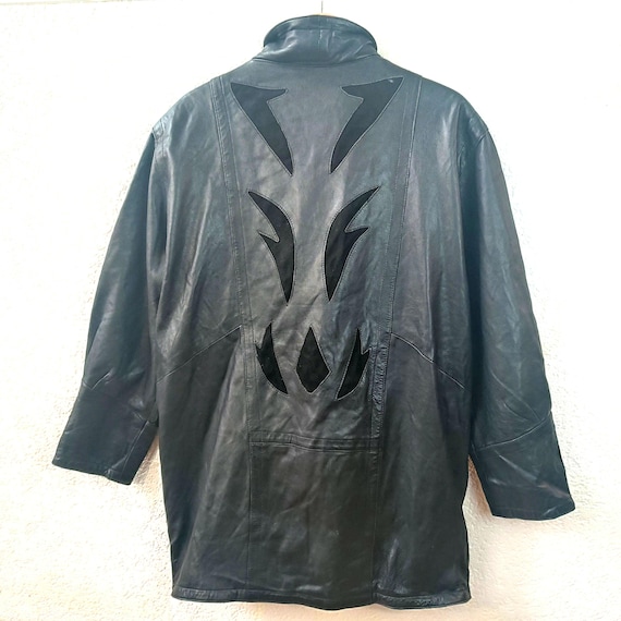 Luxurious Patchwork Sheepskin Leather Trench Coat… - image 5