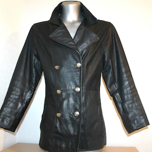leather trench coat women Veste en cuir noir GIPSY Veste en cuir souple Femme Veste SteamPunk à double boutonnage Veste gothique en cuir femme