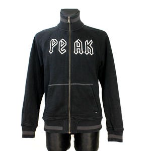 Black Sweatshirt Peak Performance Men Embroidered Logo Cotton Jacket - Size M