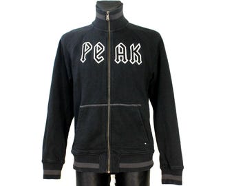 Black Sweatshirt Peak Performance Men Embroidered Logo Cotton Jacket - Size M