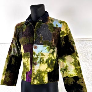 Corduroy Jacket Women 80s Vintage Blazer - Patchwork Colorful Autumn Cotton (Medium)