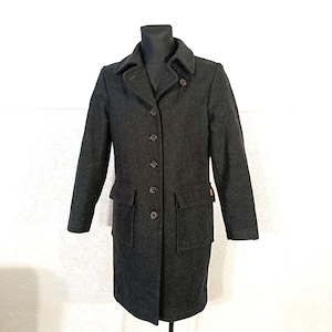 Vintage 80er Schwarzer Wollmantel - Minimalistische Urban Winter Oberbekleidung für Frauen, Große Größe
