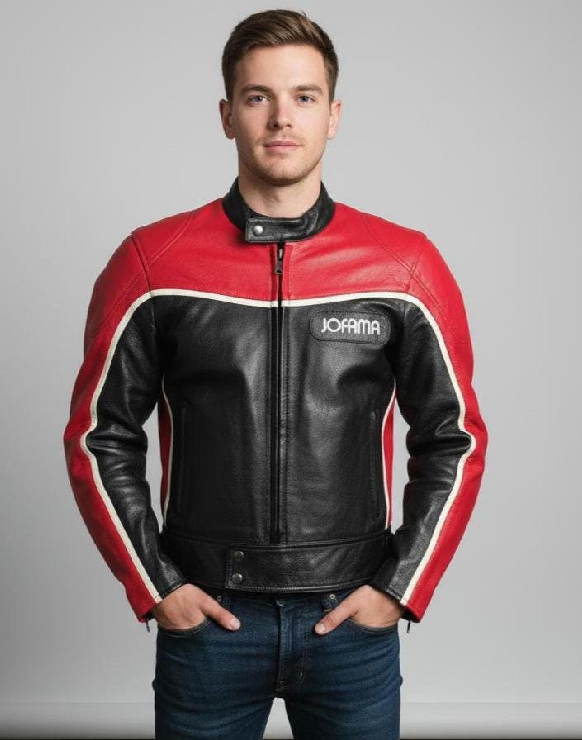 80s Motorcycle Jacket Red Black Leather Jofama Men's Size Small - Etsy