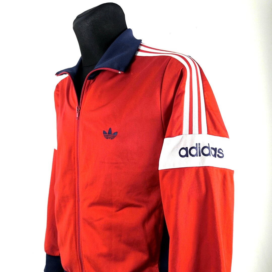 Adidas Track Jacket - 70s Retro Red and Blue Zip-up Athletic Wear
