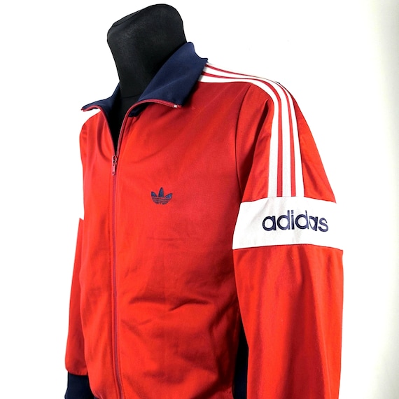 Adidas Track Jacket - 70s Retro Red and Blue Zip-up Athletic Wear 