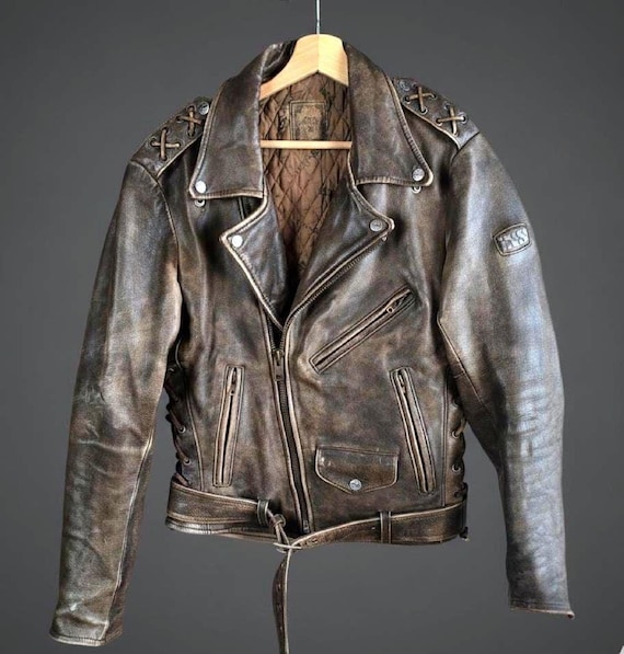 Moto Leather Jacket IXS Brown, Distressed Leather Motorcycle
