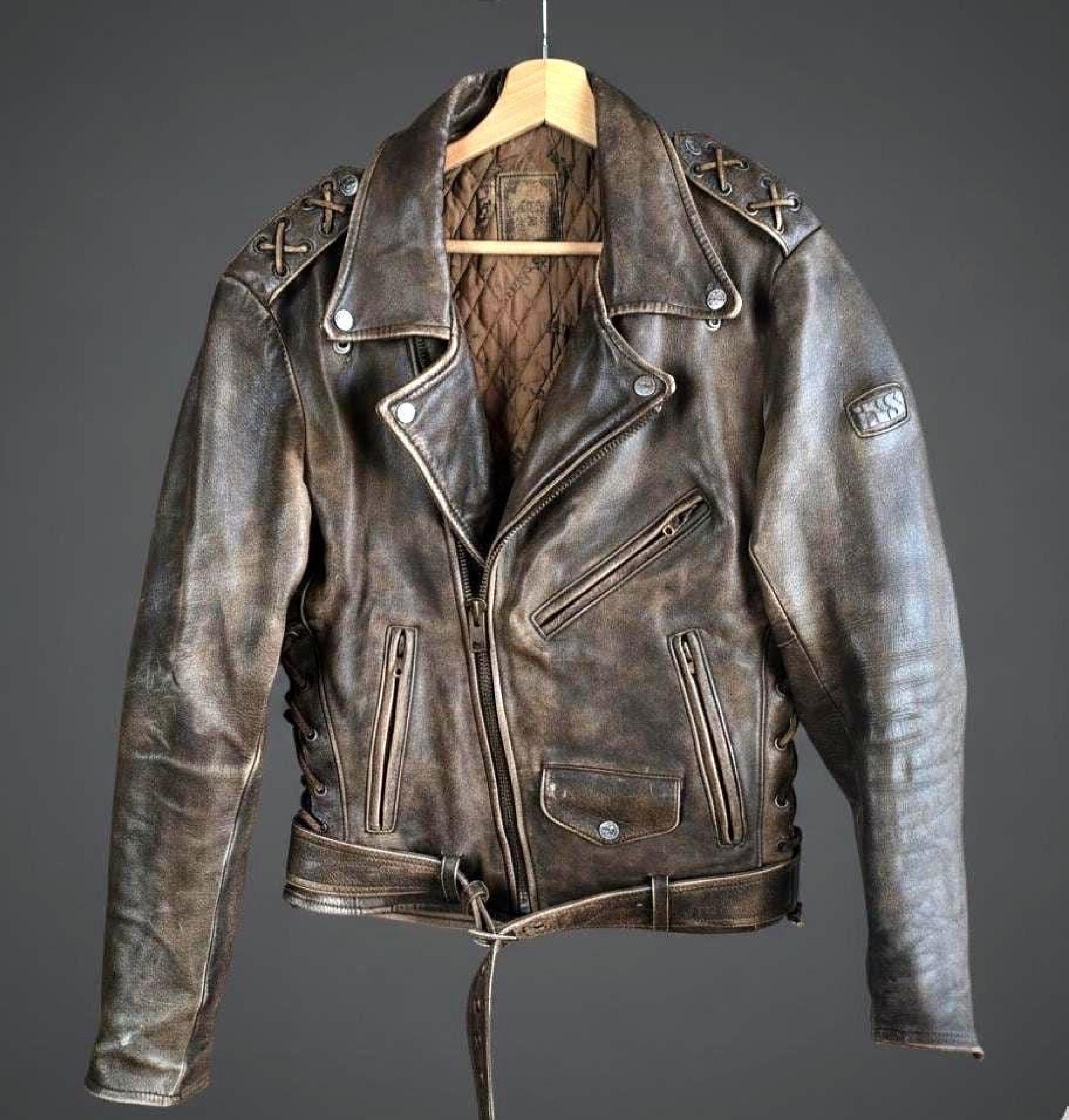 Moto Leather Jacket IXS Brown, Distressed Leather Motorcycle