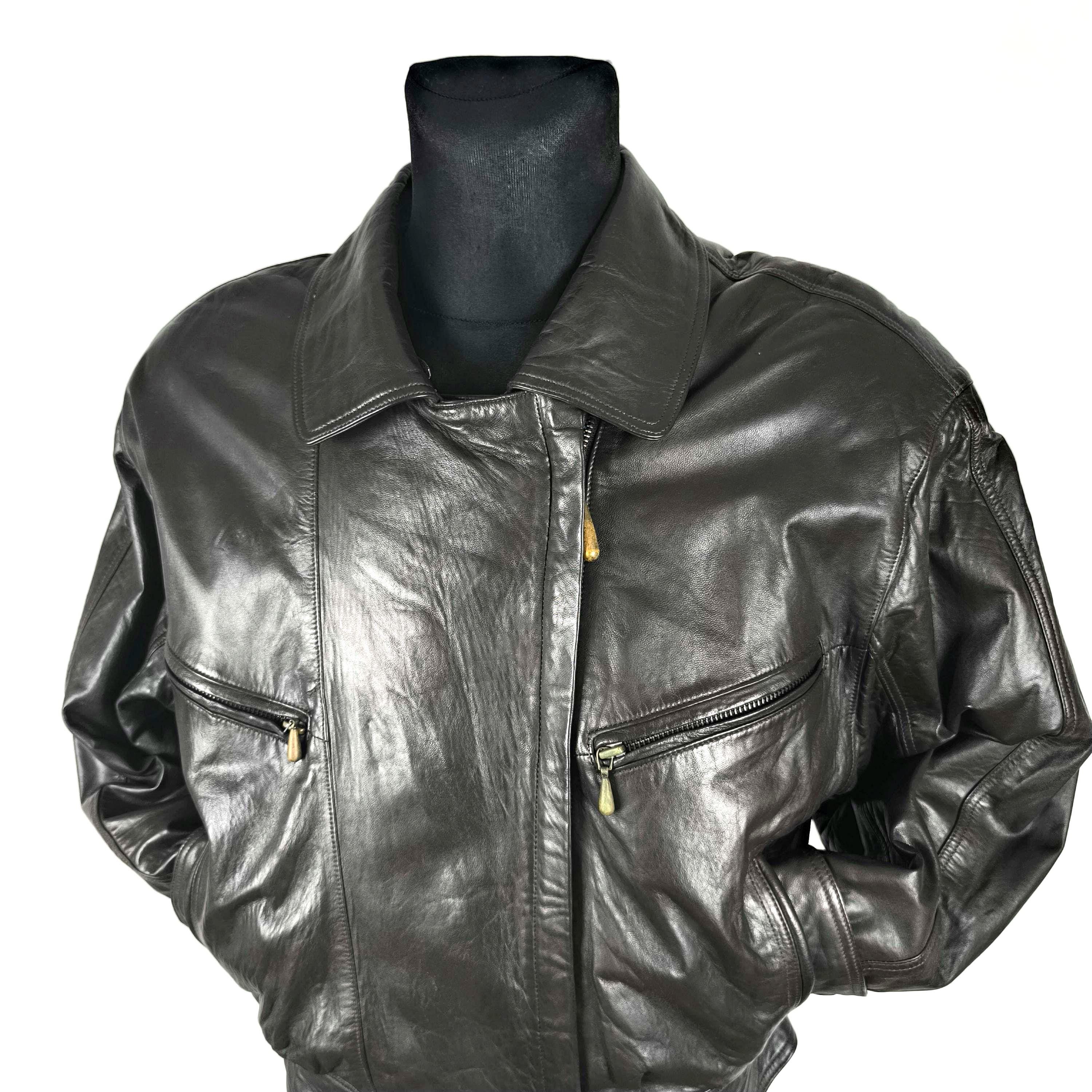 80s high neck real leather bomber jacket 80s Leather Jacket - Etsy UK