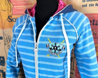 Striped Hoodie Colorful Moods of Norway 90s Cotton Track Jacket: Full Zip, Women's XS