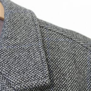 Vintage Men&#39;s Striped Tweed Wool Greatcoat - Gray Plaid Winter Overcoat Size Large