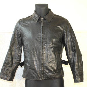 Blouson aviateur de moto en cuir noir vintage des années 80 pour femme – Taille M, vêtement d&#39;extérieur de motard, cadeau