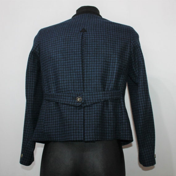 Checkered Jacket 90s Vintage Navy Women PEKOMO Au… - image 10