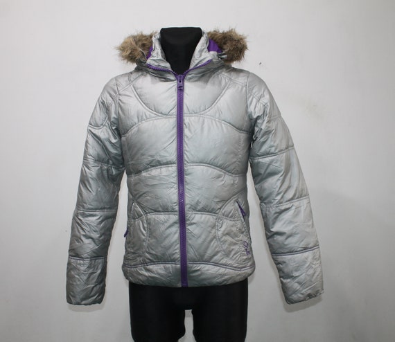 Silver puffer deals jacket women's