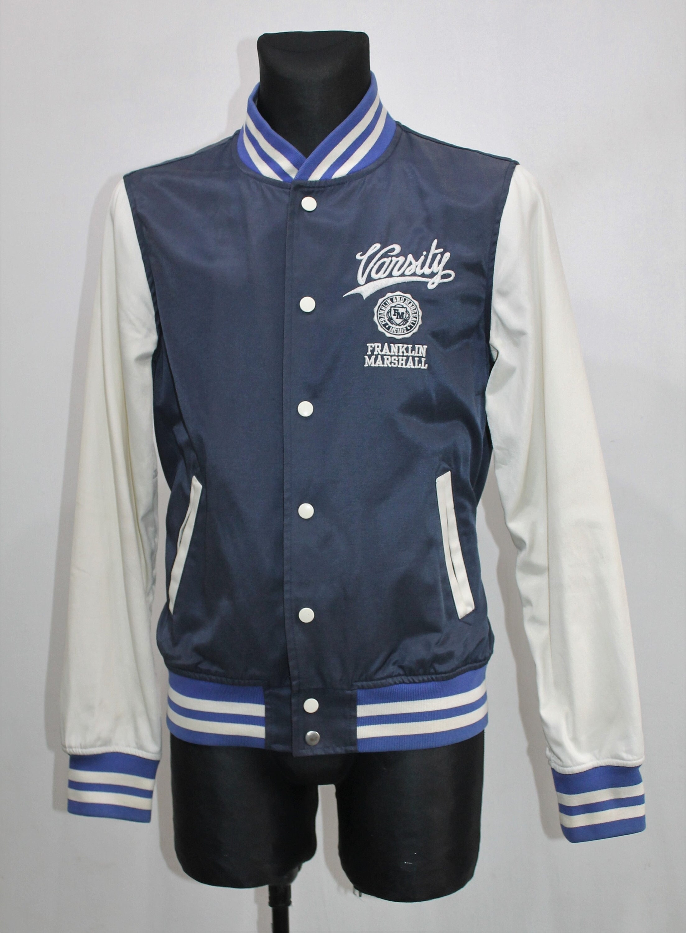 New Franklin And Marshall VARSITY College Jacket Sky Blue Vintage