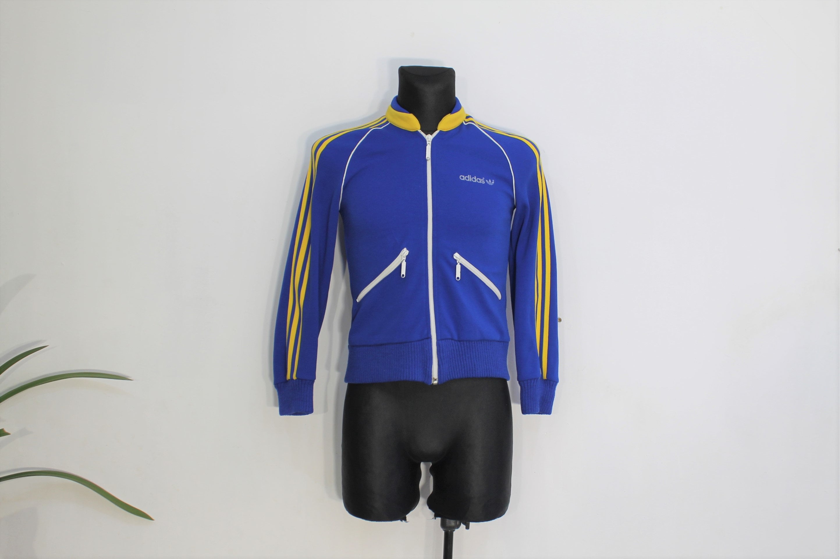 70s Adidas Blue Tracksuit Jacket, Cotton Fleece Zip-up S - Etsy