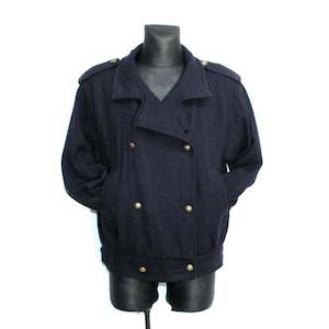 Vintage Navy Wool Peacoat | Steampunk Gothic Military Trench Coat for Women | Medium Size