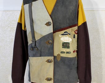 Vintage Leather Vest, Trachten Vest, Oktoberfest Vest