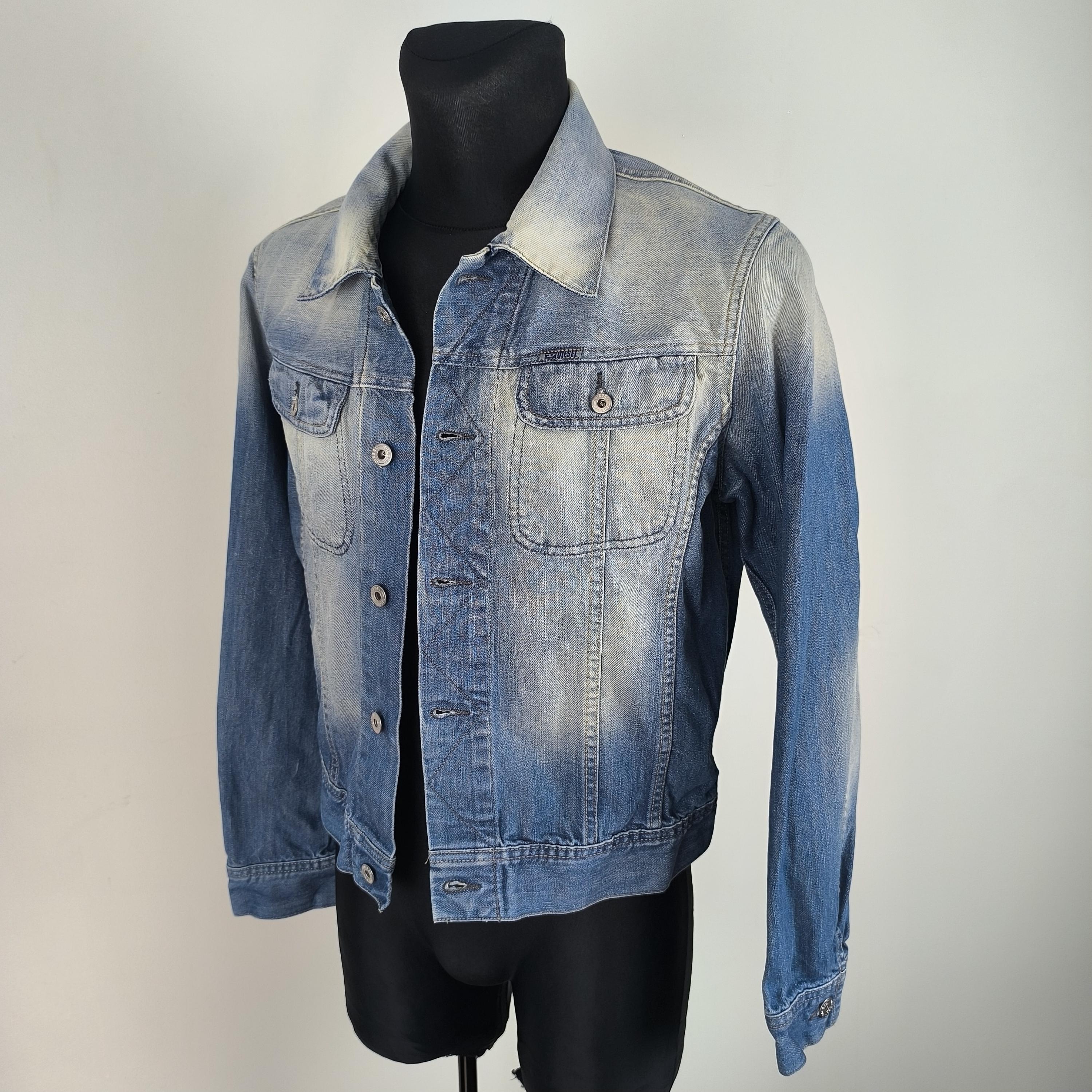 Diesel Denim Jacket Vintage 90s Mid-blue Trucker Jacket, Silver 