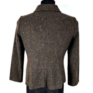 Vintage 70s Brown Donegal Tweed Wool Zip Jacket - Retro Women's Small Outerwear