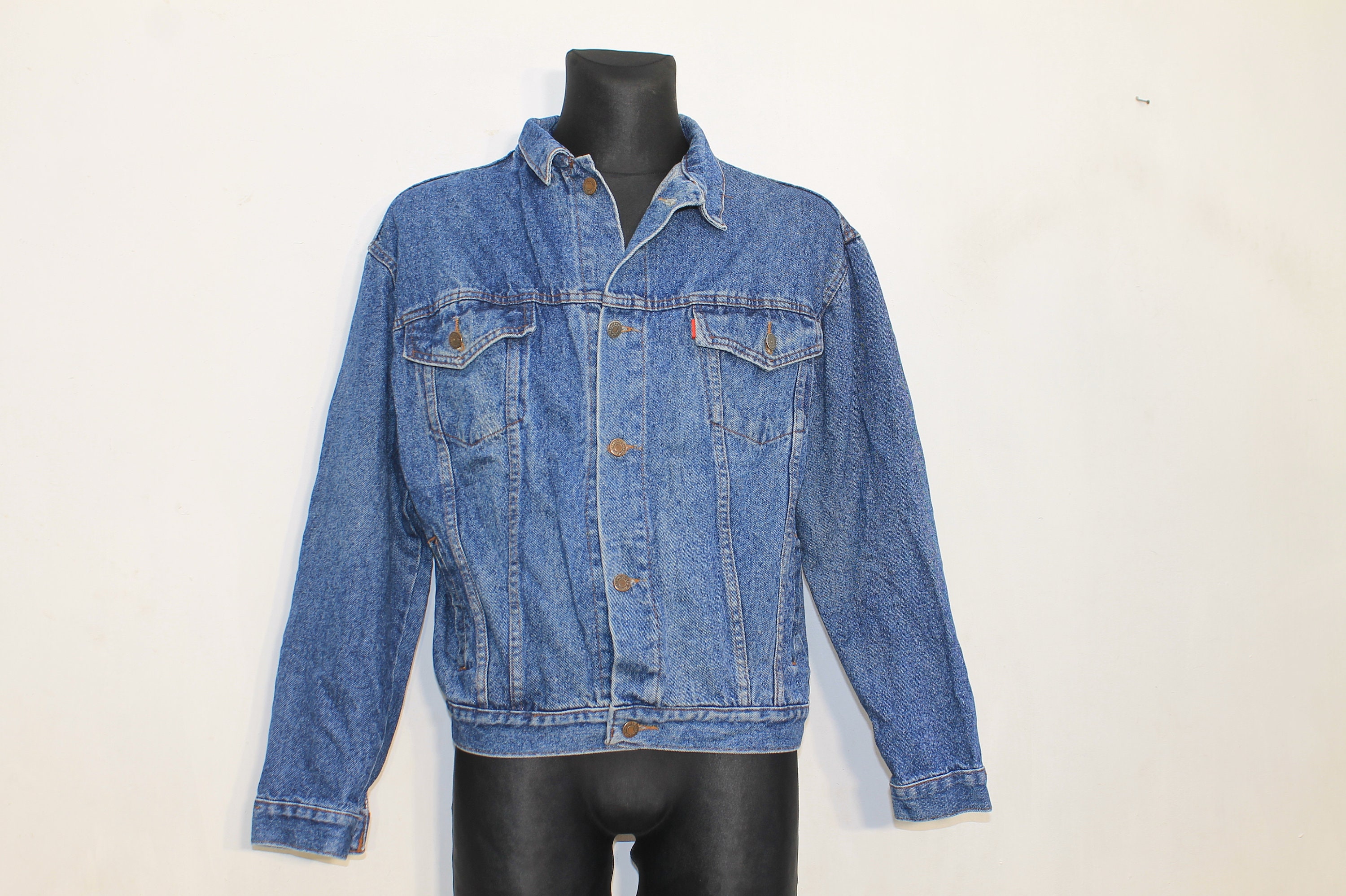 Levis Distressed Denim Jacket: 80s Blue Vintage Trucker Unisex