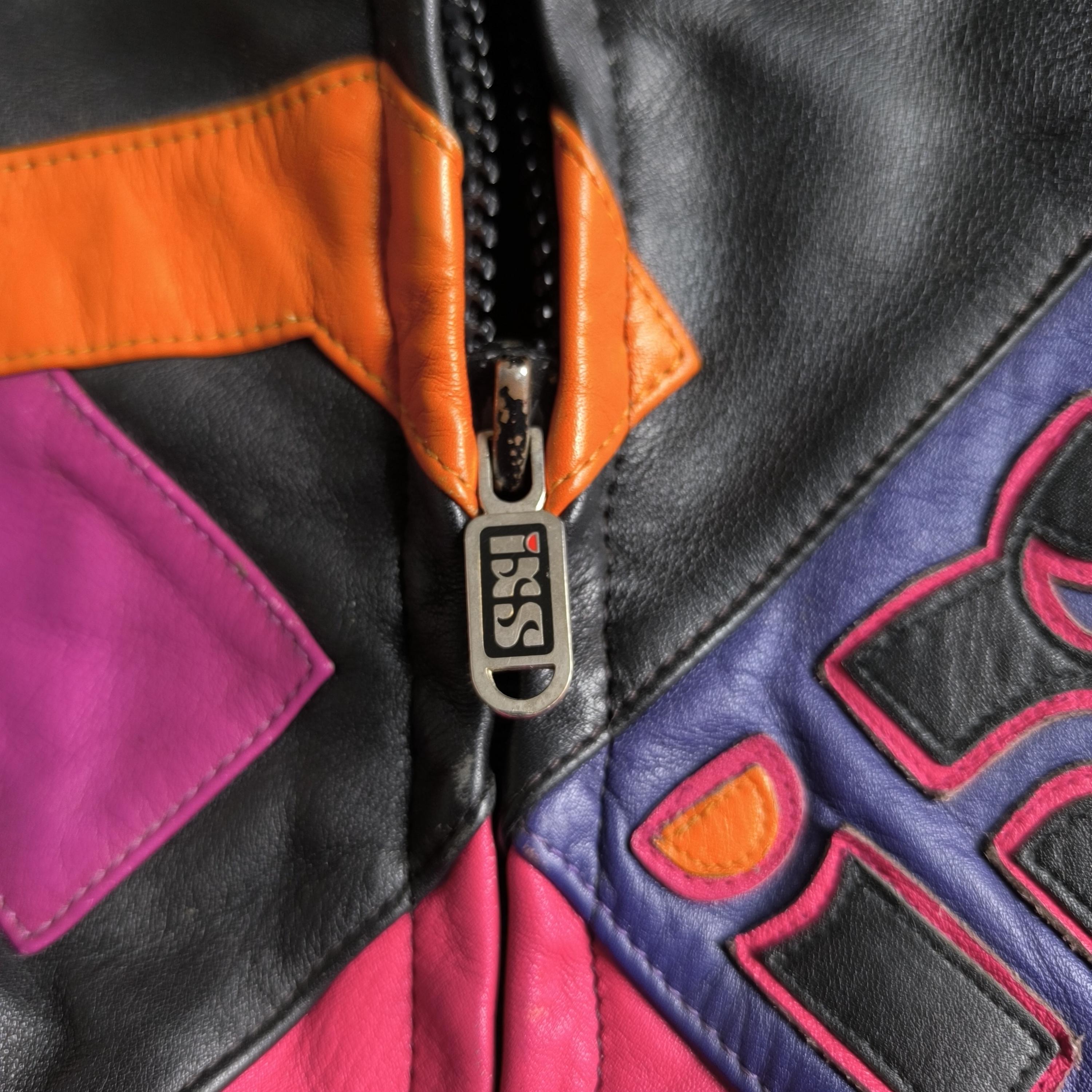 IXS Leather Suit Vintage 80s Two-piece Colorful Motorcycle Racing