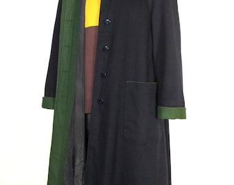 Vintage 80s Austrian Loden Wool Reversible Cape Jacket