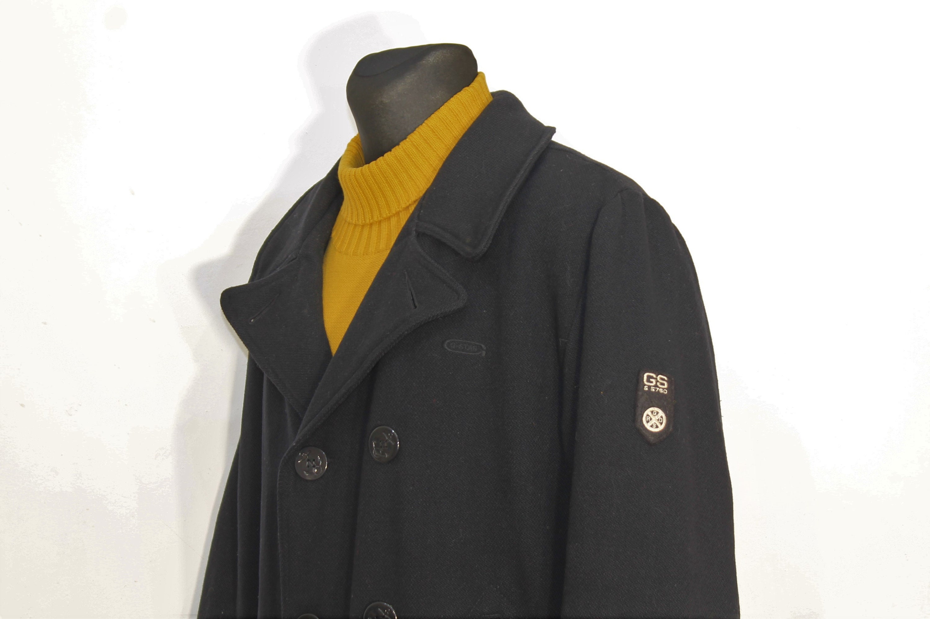 Wool Pea Coat Men G-star Black Wool 