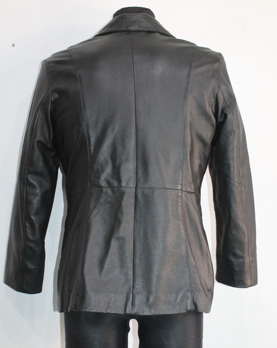 Women's Genuine Lambskin Soft Leather Black Jacket GOLDSTEIN