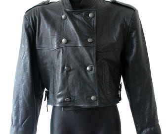 Steampunk Black Gothic Leather Jacket for Women With Double