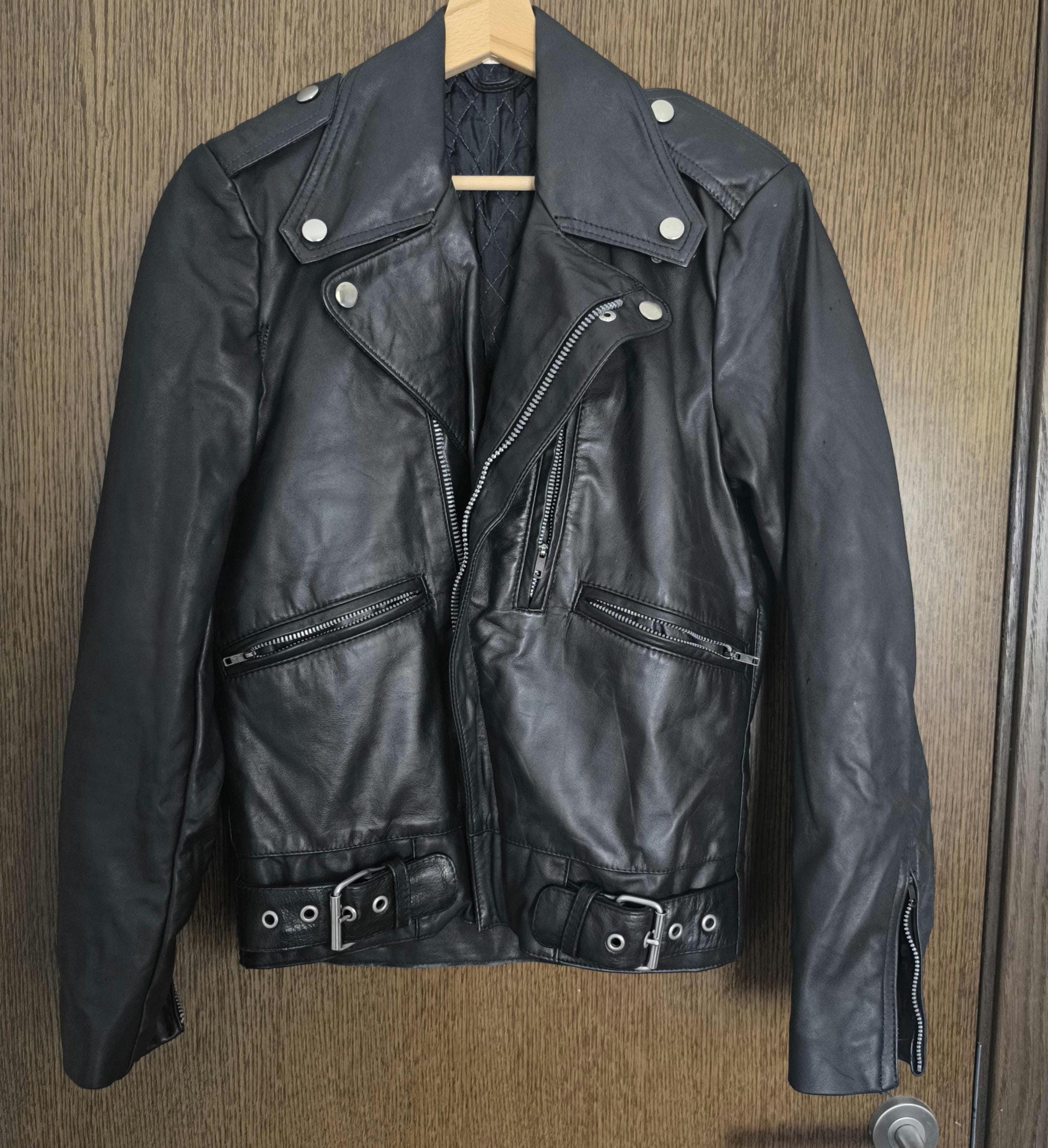 ヴィンテージブラックレザーモーターサイクルジャケット - ゴシック