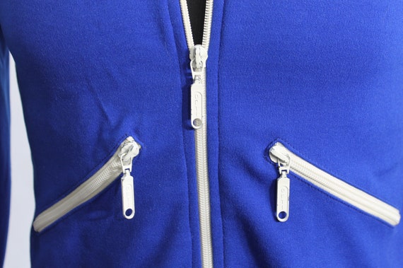 Vintage 70s Blue Adidas Tracksuit Jacket, Cotton Fleece Zip Vintage 70s Blue Adidas Tracksuit Jacket, Cotton Fleece Zip