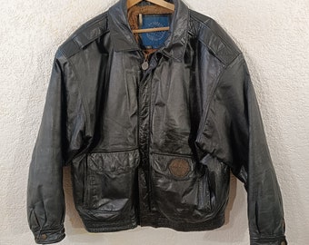 veste en cuir de moto, veste en cuir Bomber, veste de motard noire, veste Petroff, veste en cuir A2, veste de motard, veste d'aviateur taille M