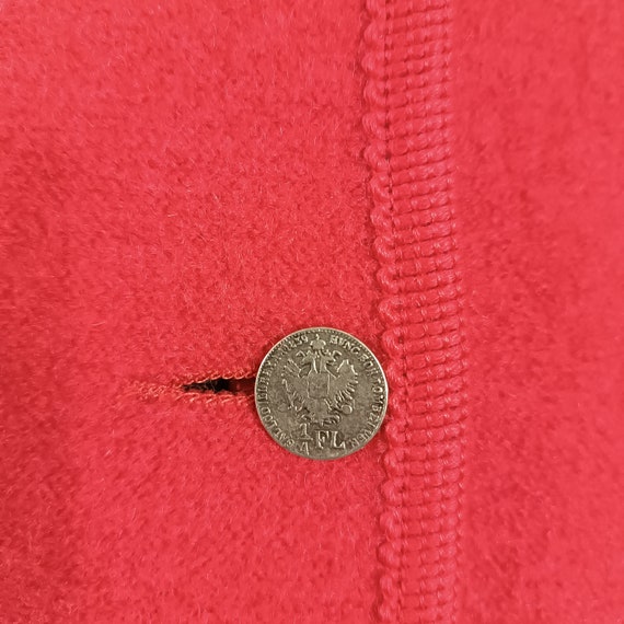 Red Boiled Wool Jacket, Cable wool cardigan Vinta… - image 9