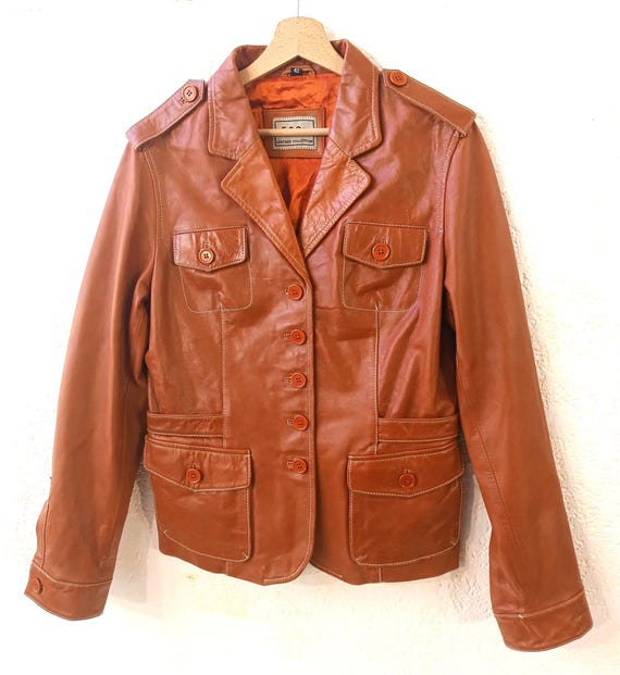ジャケット・アウター 70s archive leather jacket Vintage 70s JC Penney Brown Leather Jacket Size 42L Coat Fight