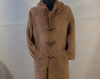 Manteau en peau d’agneau, manteau shearling, duffle-coat en cuir, manteau en cuir, manteau en peau d’agneau, manteau en peau de mouton, manteau à bascule, manteau en cuir à capuche Taille M, L