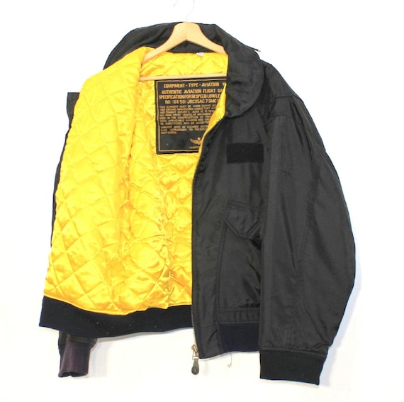 Aviation Flight Jacket, Type-909 Black, 80s Vintage, Quilted Liner Aviation Flight Jacket, Type-909 Black, 80s Vintage, Quilted Liner