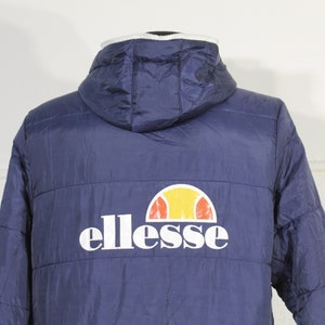 Vintage 90s Ellesse Padded Hooded Puffer Jacket - Medium Size Sportswear Italia Zipper Coat