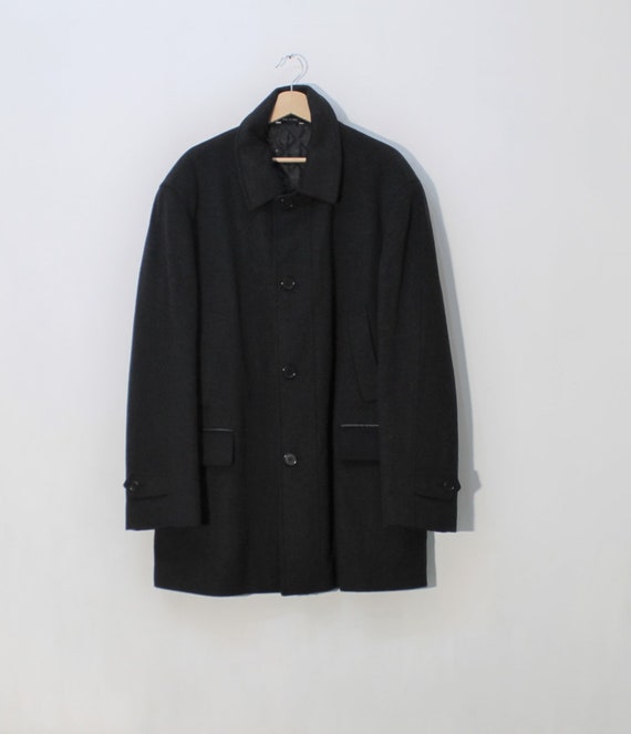 Vintage 80s Italian Wool Overcoat With Tartan Quilted Liner