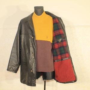 veste en cuir noir vintage pour hommes avec doublure Melton, style moto motard d’hiver, taille grande