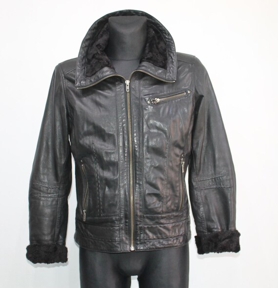 Cropped Leather Jacket, Black Jofama Jacket Women, Short Leather 