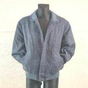 Finnische Wolljacke, Marineblau, Größe M, Vintage-Harrington-Stil aus gekochter Wolle